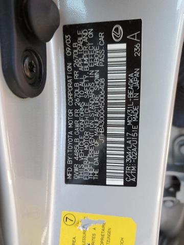 Photo 10 from auction – 2004 LEXUS ES 330 with VIN JTHBA30G045006408