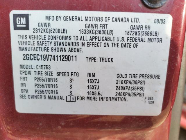 Photo 10 from auction – 2004 CHEVROLET SILVERADO with VIN 2GCEC19V741129011