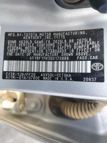 Photo 10 from auction – 2016 TOYOTA CAMRY LE with VIN 4T1BF1FK3GU170888