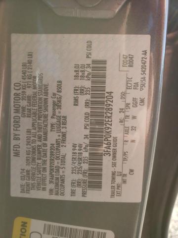 Photo 10 from auction – 2014 FORD FUSION TIT with VIN 3FA6P0K92ER289204