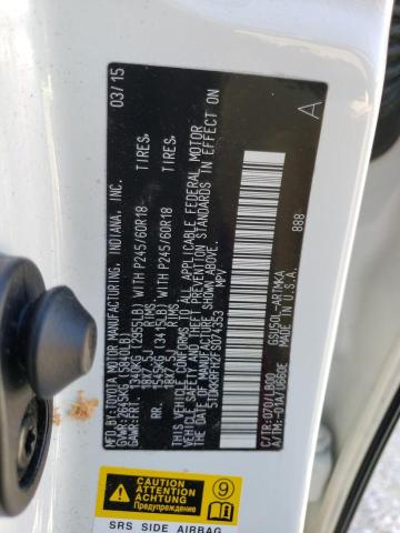Photo 10 from auction – 2015 TOYOTA HIGHLANDER with VIN 5TDKKRFH2FS074353
