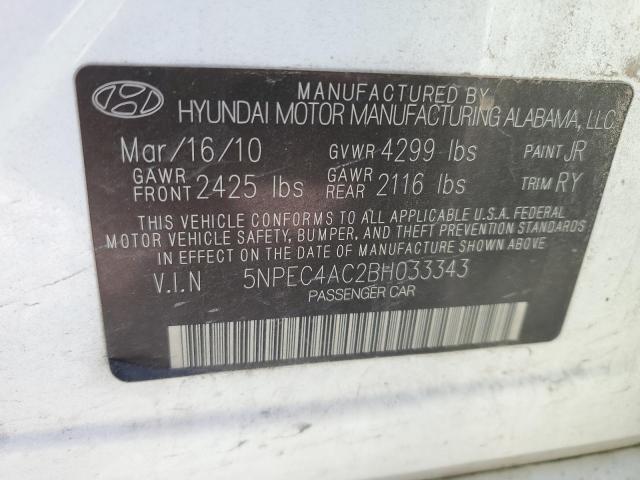 Photo 10 from auction – 2011 HYUNDAI SONATA SE with VIN 5NPEC4AC2BH033343