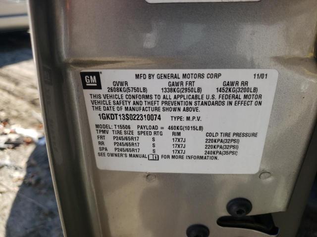 Photo 10 from auction – 2002 GMC ENVOY with VIN 1GKDT13S022310074