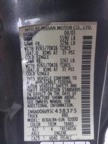 Photo 10 from auction – 2005 NISSAN FRONTIER K with VIN 1N6AD06U95C438375