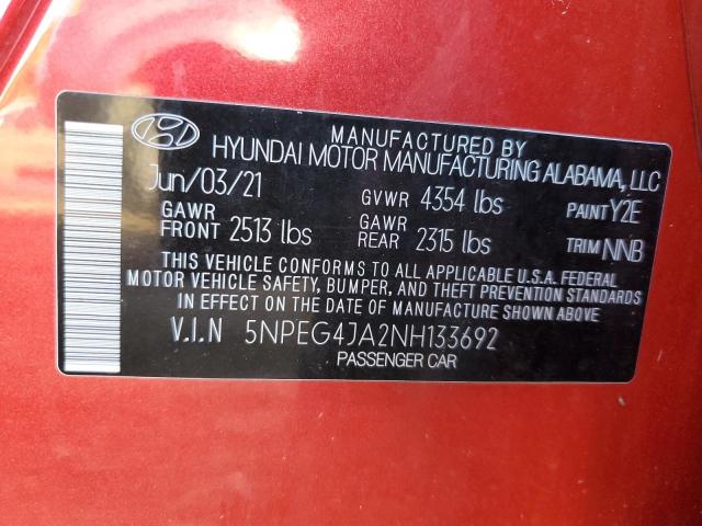 Photo 10 from auction – 2022 HYUNDAI SONATA SE with VIN 5NPEG4JA2NH133692