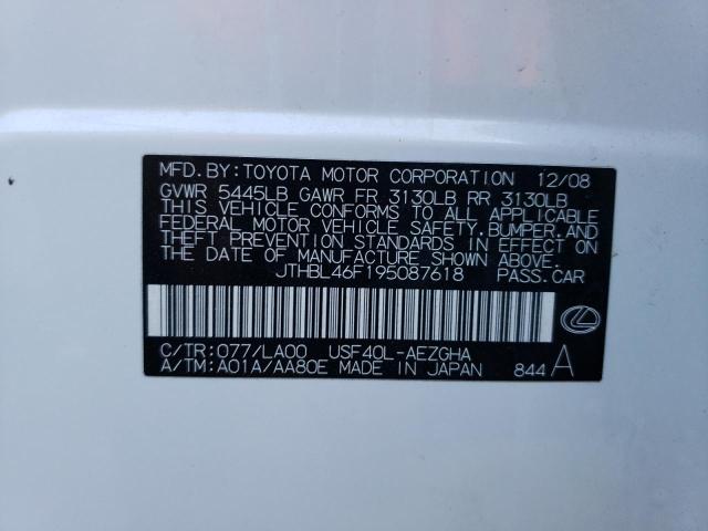 Photo 10 from auction – 2009 LEXUS LS 460 with VIN JTHBL46F195087618