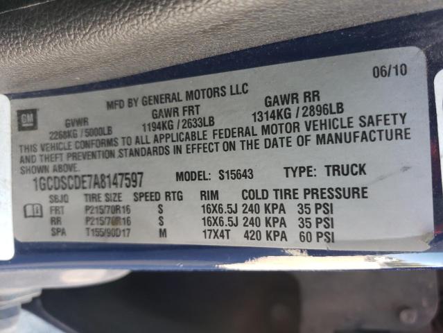 Photo 10 from auction – 2010 CHEVROLET COLORADO L with VIN 1GCDSCDE7A8147597