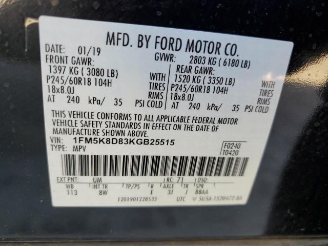 Zdjęcie 14 z aukcji – 2019 FORD EXPLORER X z VIN 1FM5K8D83KGB25515