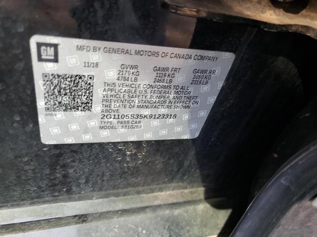 Photo 10 from auction – 2019 CHEVROLET IMPALA PRE with VIN 2G1105S35K9123318