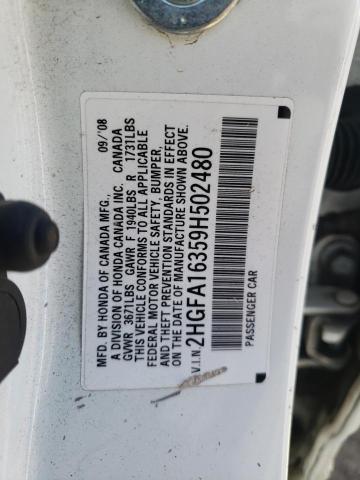 Photo 10 from auction – 2009 HONDA CIVIC VP with VIN 2HGFA16359H502480