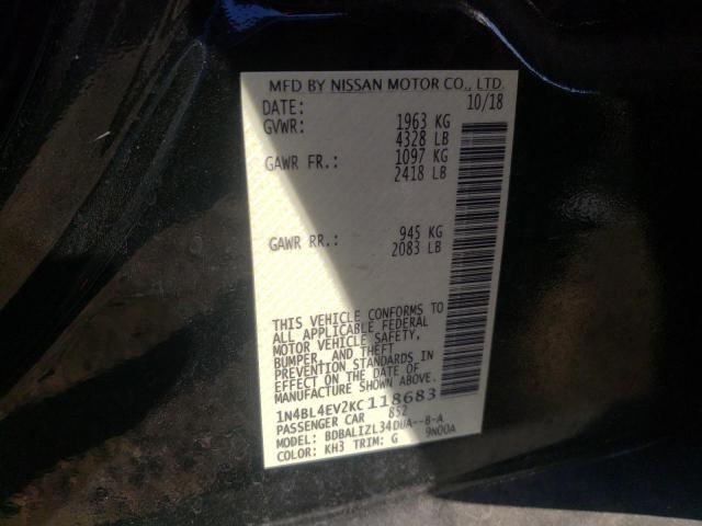 Photo 10 from auction – 2019 NISSAN ALTIMA SL with VIN 1N4BL4EV2KC118683