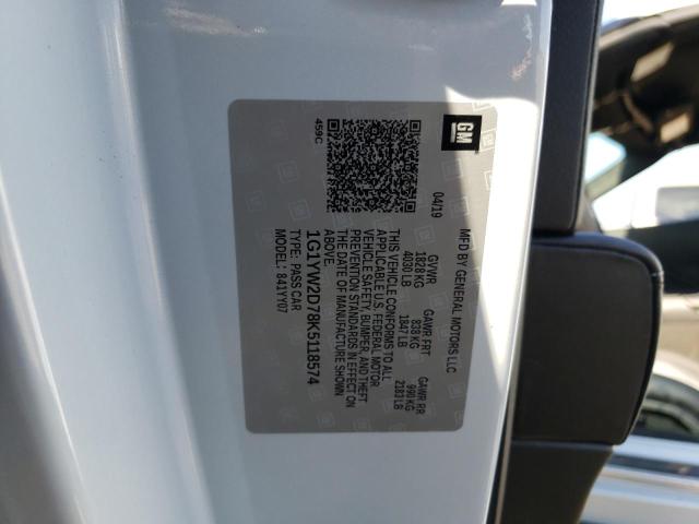 Photo 10 from auction – 2019 CHEVROLET CORVETTE G with VIN 1G1YW2D78K5118574