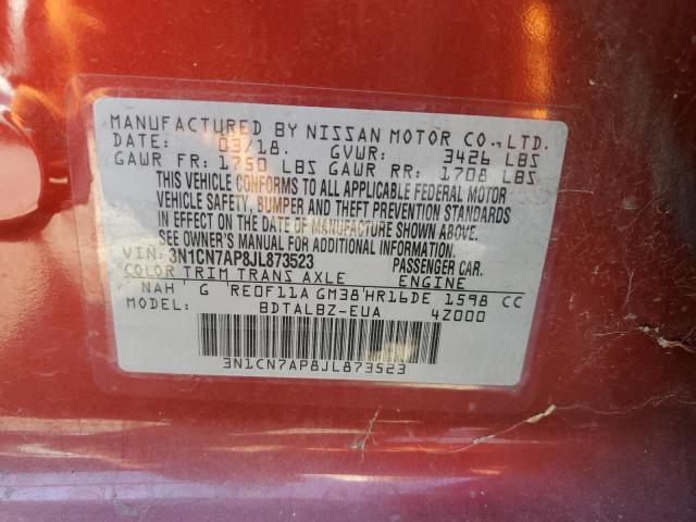 Photo 10 from auction – 2018 NISSAN VERSA S with VIN 3N1CN7AP8JL873523