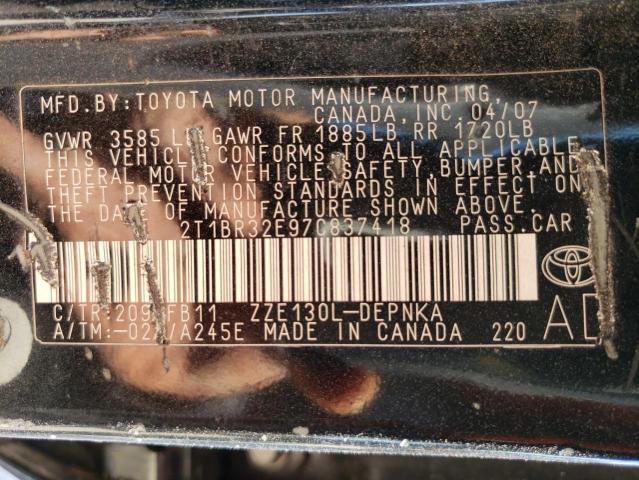 Photo 10 from auction – 2007 TOYOTA COROLLA CE with VIN 2T1BR32E97C837418