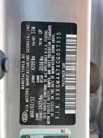 Photo 10 from auction – 2012 KIA OPTIMA LX with VIN 5XXGM4A7XCG057315