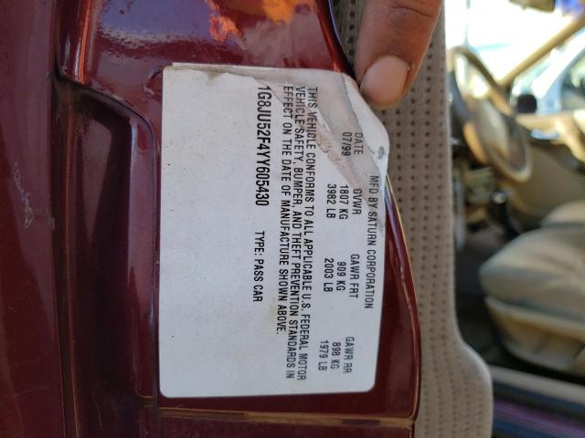 Photo 10 from auction – 2000 SATURN LS1 with VIN 1G8JU52F4YY605430