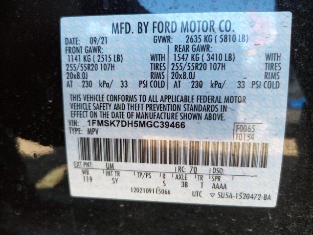 Photo 10 from auction – 2021 FORD EXPLORER X with VIN 1FMSK7DH5MGC39466
