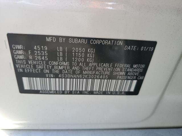 Photo 10 from auction – 2019 SUBARU LEGACY 2.5 with VIN 4S3BNAN62K3026405