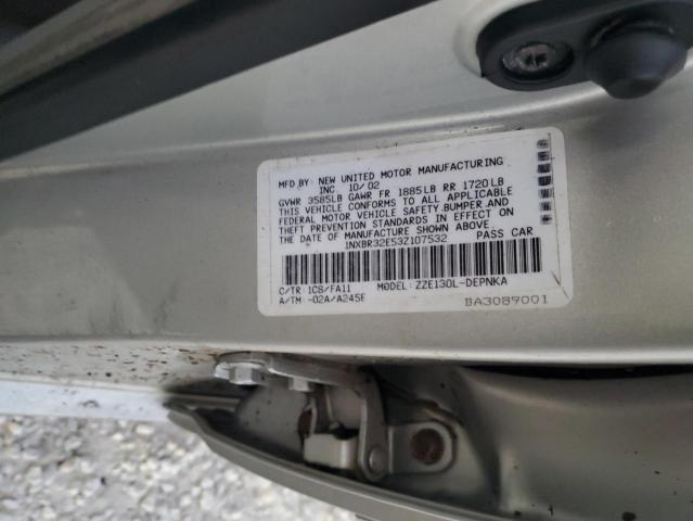 Photo 10 from auction – 2003 TOYOTA COROLLA with VIN 1NXBR32E53Z107532