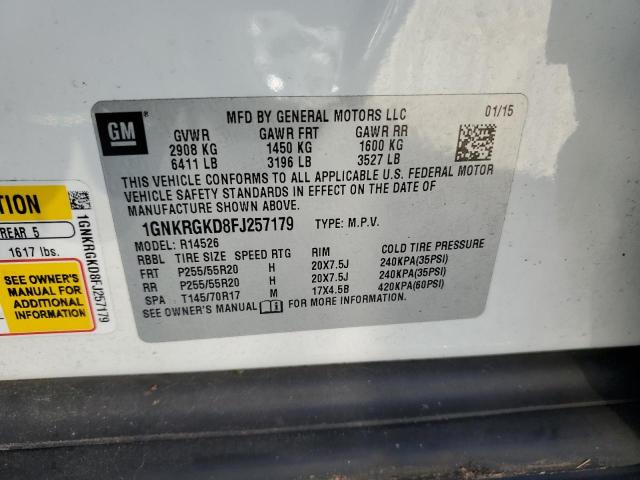 Photo 10 from auction – 2015 CHEVROLET TRAVERSE L with VIN 1GNKRGKD8FJ257179
