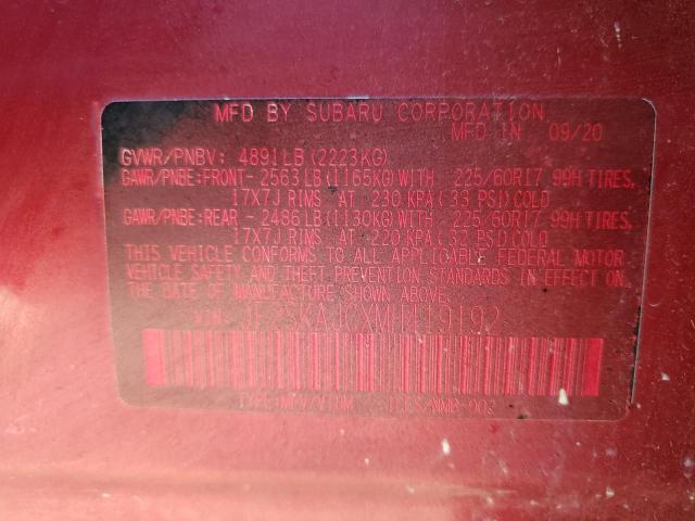 Photo 10 from auction – 2021 SUBARU FORESTER P with VIN JF2SKAJCXMH419192
