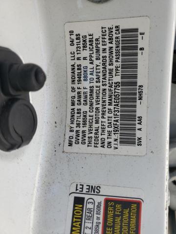 Photo 10 from auction – 2010 HONDA CIVIC VP with VIN 19XFA1F37AE057755