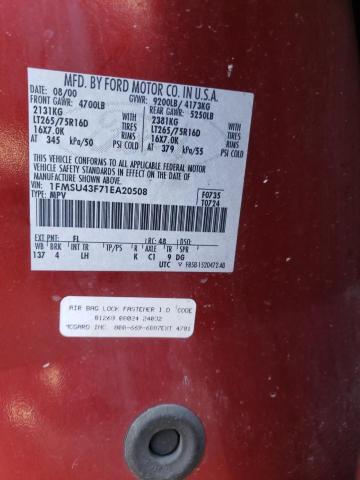 Photo 10 from auction – 2001 FORD EXCURSION with VIN 1FMSU43F71EA20508