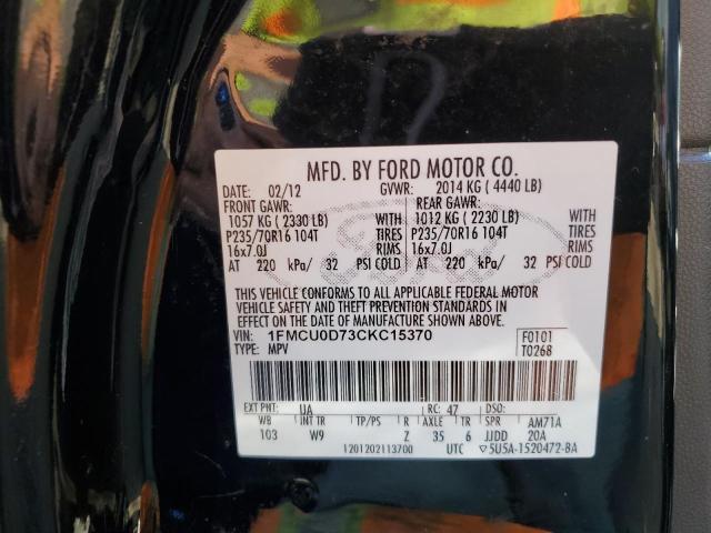 Photo 10 from auction – 2012 FORD ESCAPE XLT with VIN 1FMCU0D73CKC15370