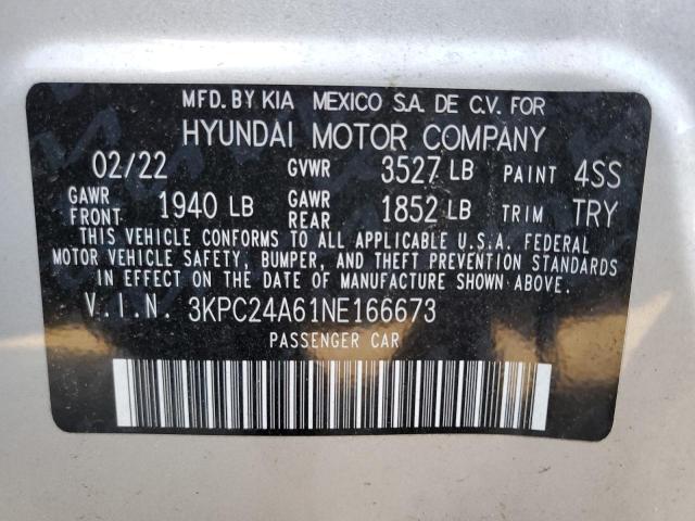 Photo 10 from auction – 2022 HYUNDAI ACCENT SE with VIN 3KPC24A61NE166673