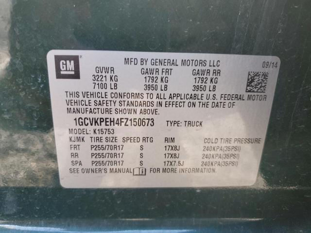 Photo 10 from auction – 2015 CHEVROLET SILVERADO with VIN 1GCVKPEH4FZ150673