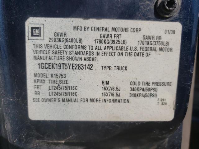 Photo 10 from auction – 2000 CHEVROLET SILVERADO with VIN 1GCEK19T5YE283142