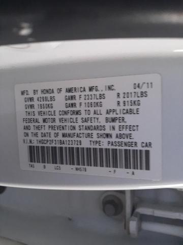 Photo 10 from auction – 2011 HONDA ACCORD LX with VIN 1HGCP2F31BA123729