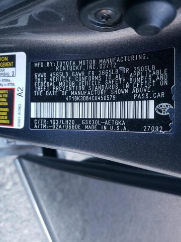 Photo 10 from auction – 2012 TOYOTA AVALON BAS with VIN 4T1BK3DB4CU450579