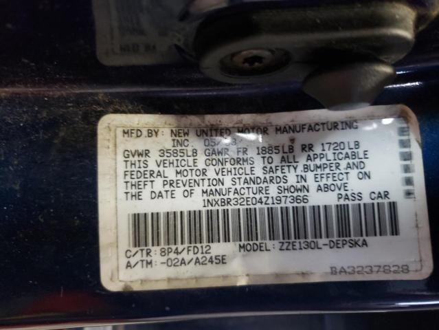 Photo 10 from auction – 2004 TOYOTA COROLLA CE with VIN 1NXBR32E04Z197366