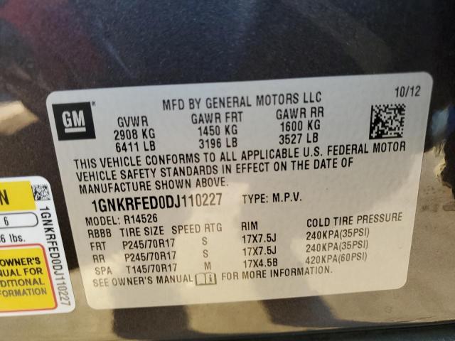 Photo 10 from auction – 2013 CHEVROLET TRAVERSE L with VIN 1GNKRFED0DJ110227