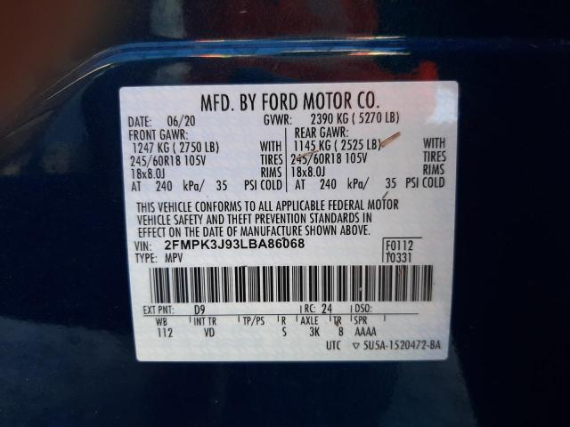 Photo 10 from auction – 2020 FORD EDGE SEL with VIN 2FMPK3J93LBA86068