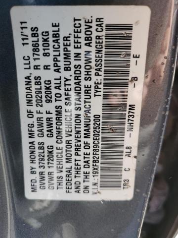 Photo 10 from auction – 2012 HONDA CIVIC EX with VIN 19XFB2F89CE025200