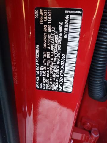 Photo 10 from auction – 2021 PORSCHE CAYENNE GT with VIN WP1AG2AY3MDA33362