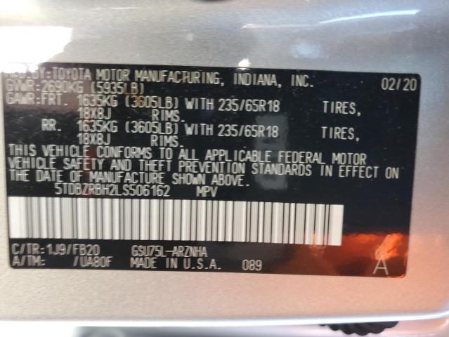 Zdjęcie 10 z aukcji – 2020 TOYOTA HIGHLANDER z VIN 5TDBZRBH2LS506162