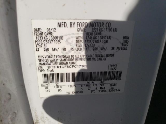 Photo 10 from auction – 2012 FORD F150 SUPER with VIN 1FTFX1CF6CFC17162