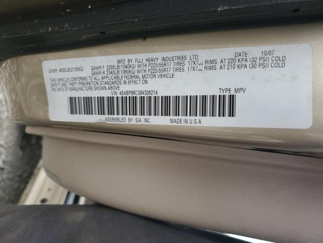 Photo 10 from auction – 2008 SUBARU OUTBACK 3. with VIN 4S4BP86C384336214