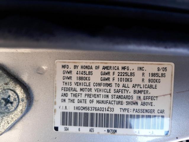 Photo 10 from auction – 2006 HONDA ACCORD with VIN 1HGCM56376A021433