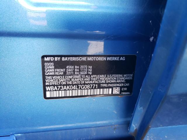 Photo 10 from auction – 2020 BMW 228XI with VIN WBA73AK04L7G08771