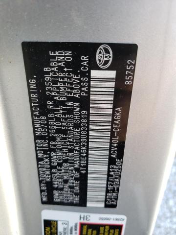 Photo 10 from auction – 2009 TOYOTA CAMRY BASE with VIN 4T1BE46K39U833819