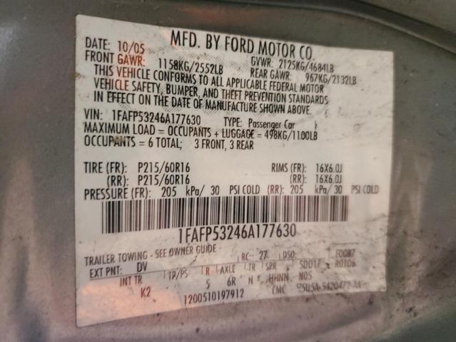 Photo 10 from auction – 2006 FORD TAURUS SE with VIN 1FAFP53246A177630