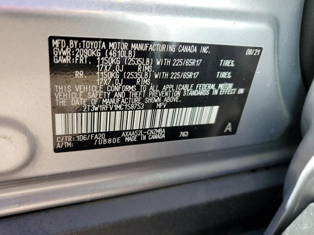 Photo 10 from auction – 2021 TOYOTA RAV4 XLE with VIN 2T3W1RFV1MC158753
