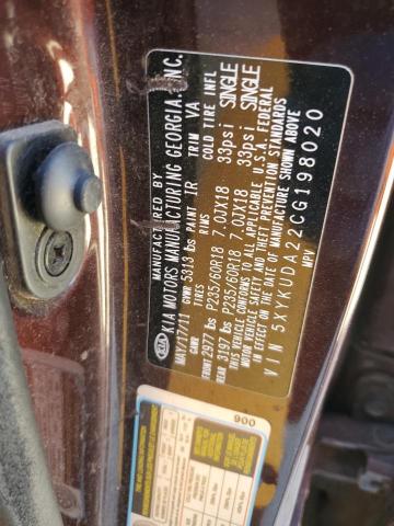 Photo 10 from auction – 2012 KIA SORENTO EX with VIN 5XYKUDA22CG198020