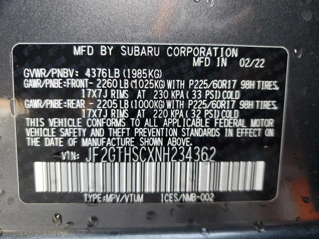 Photo 10 from auction – 2022 SUBARU CROSSTREK with VIN JF2GTHSCXNH234362