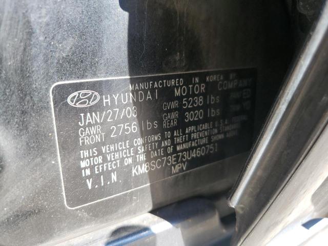 Photo 10 from auction – 2003 HYUNDAI SANTA FE G with VIN KM8SC73E73U460751
