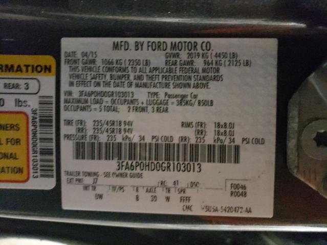 صورة رقم 10 من المزاد - 2016 FORD FUSION SE مع VIN 3FA6P0HD0GR103013